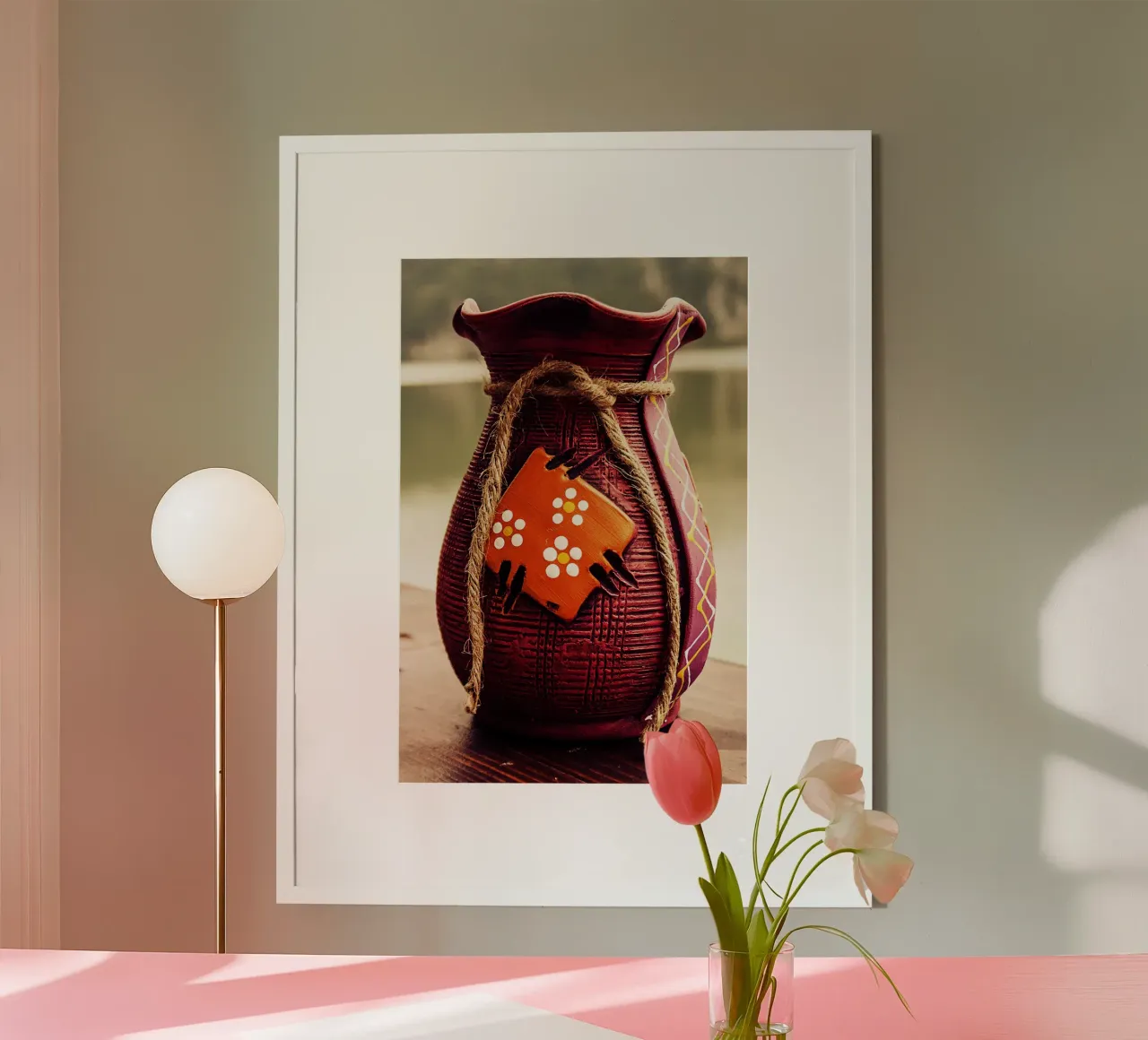 Vaso in terracotta nei toni caldi del rosso poster da jay