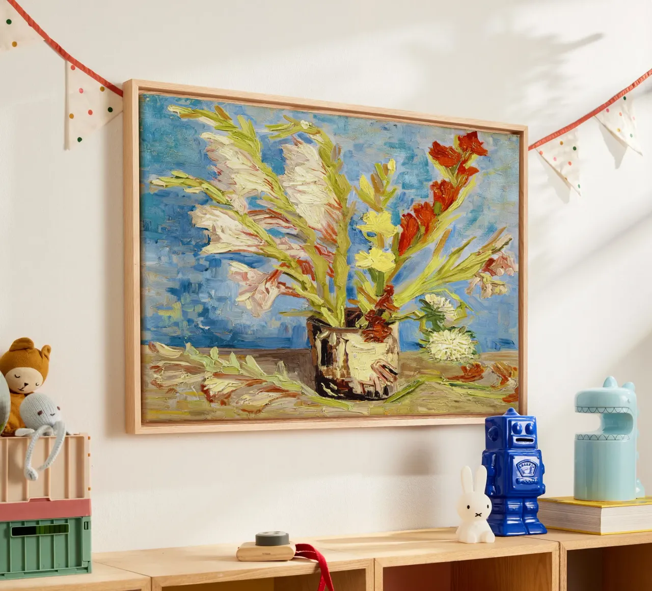 Vaso con gladioli e astri cinesi Vincent van Gogh tela con Cornice a cassetta da Van Gogh Prints
