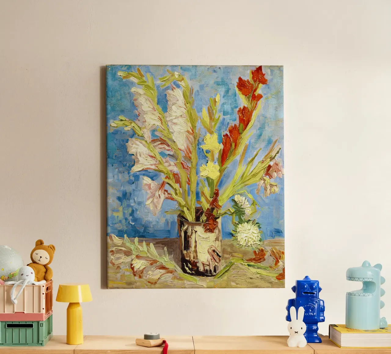 Vaso con gladioli e astri cinesi Vincent van Gogh tela con Cornice a cassetta da Van Gogh Prints