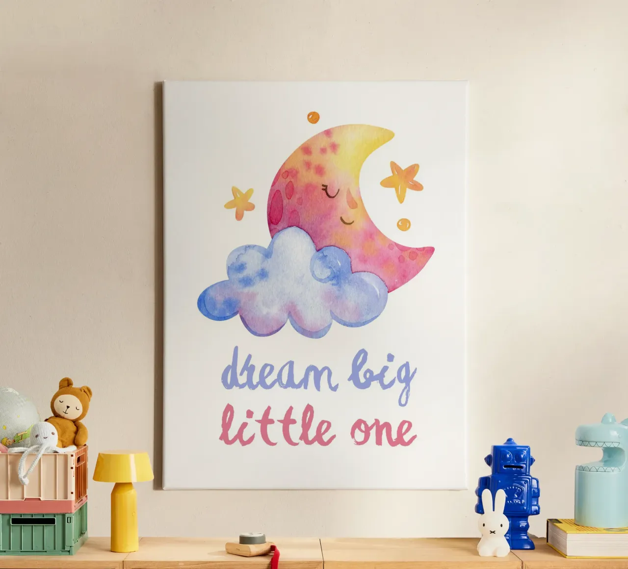 Dream big little one tela con Cornice a cassetta da PinkCandyWalls