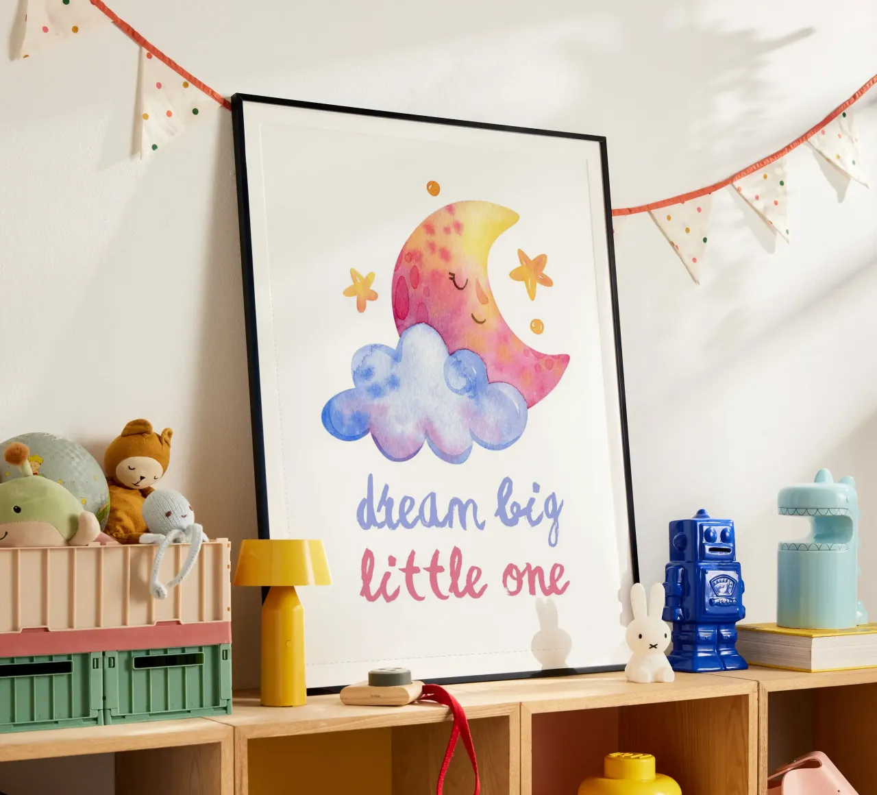 Dream big little one poster con telaio in legno da PinkCandyWalls