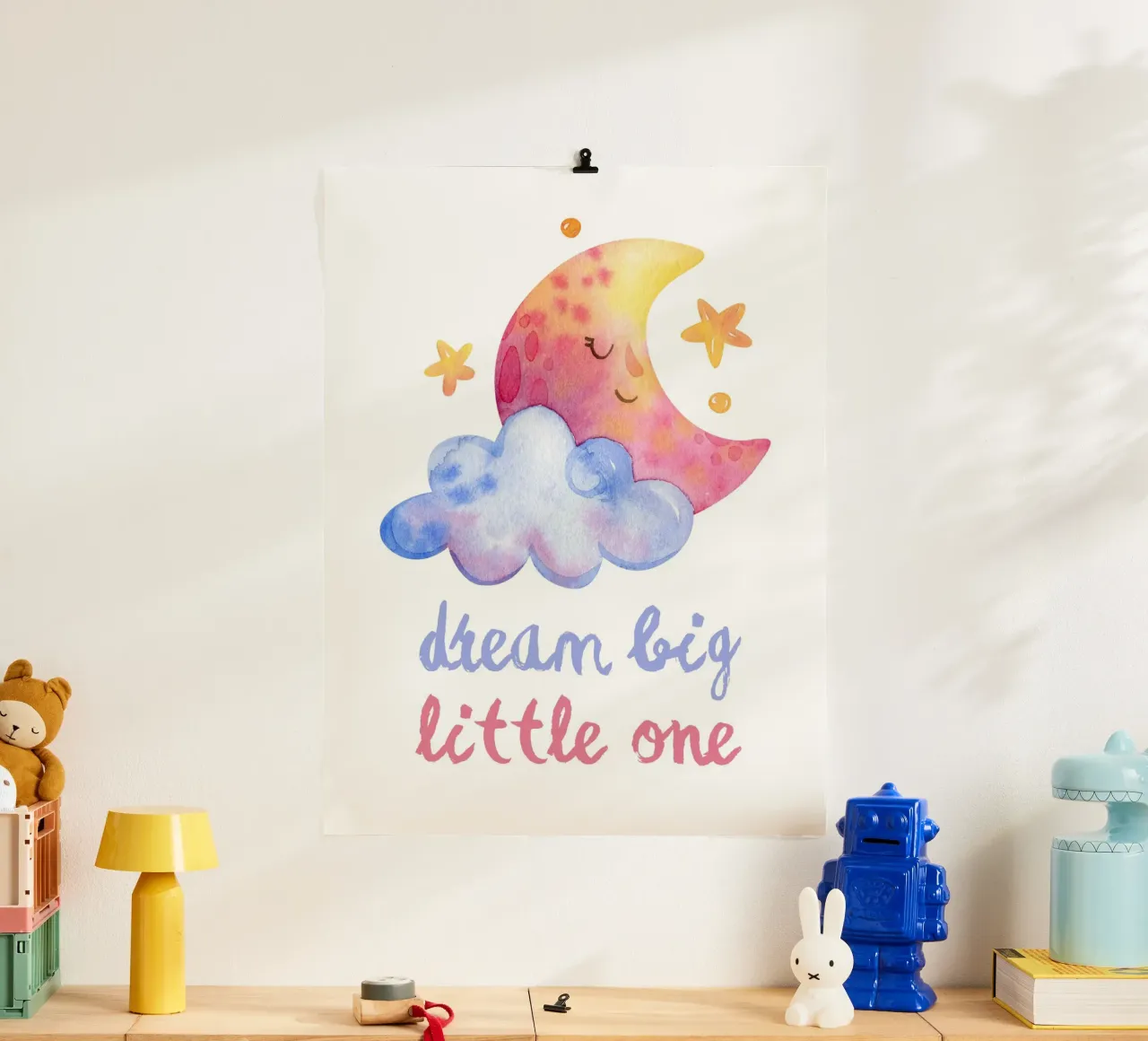 Dream big little one poster con telaio in legno da PinkCandyWalls