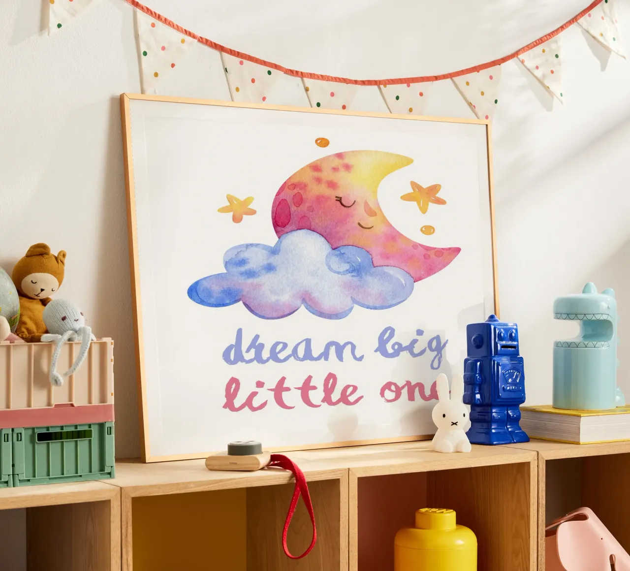 Dream big little one poster con telaio in legno da PinkCandyWalls