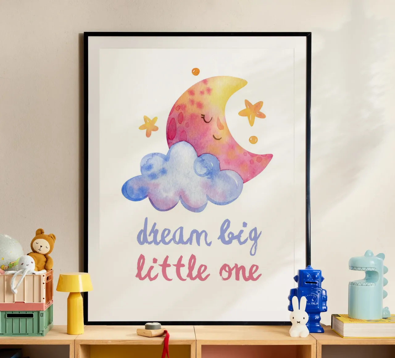 Dream big little one poster con telaio in legno da PinkCandyWalls