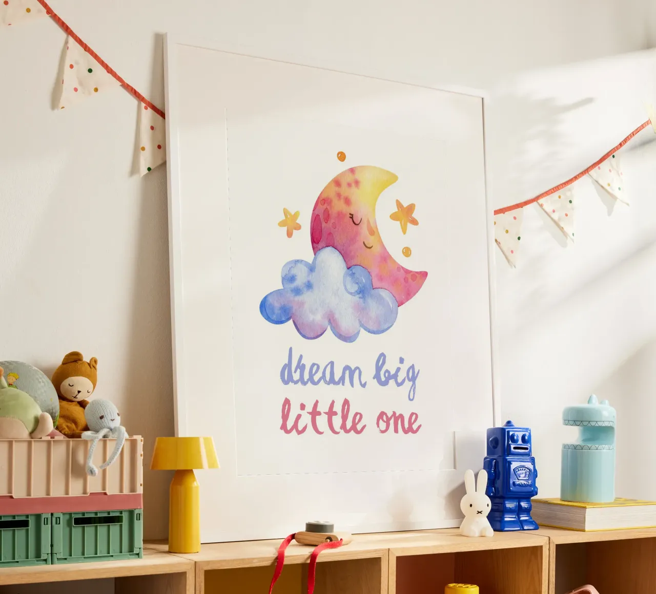 Dream big little one poster con telaio in legno da PinkCandyWalls