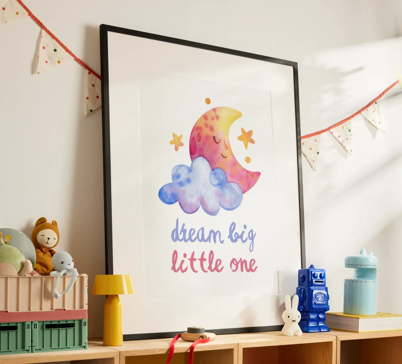 Dream big little one poster con telaio in legno da PinkCandyWalls