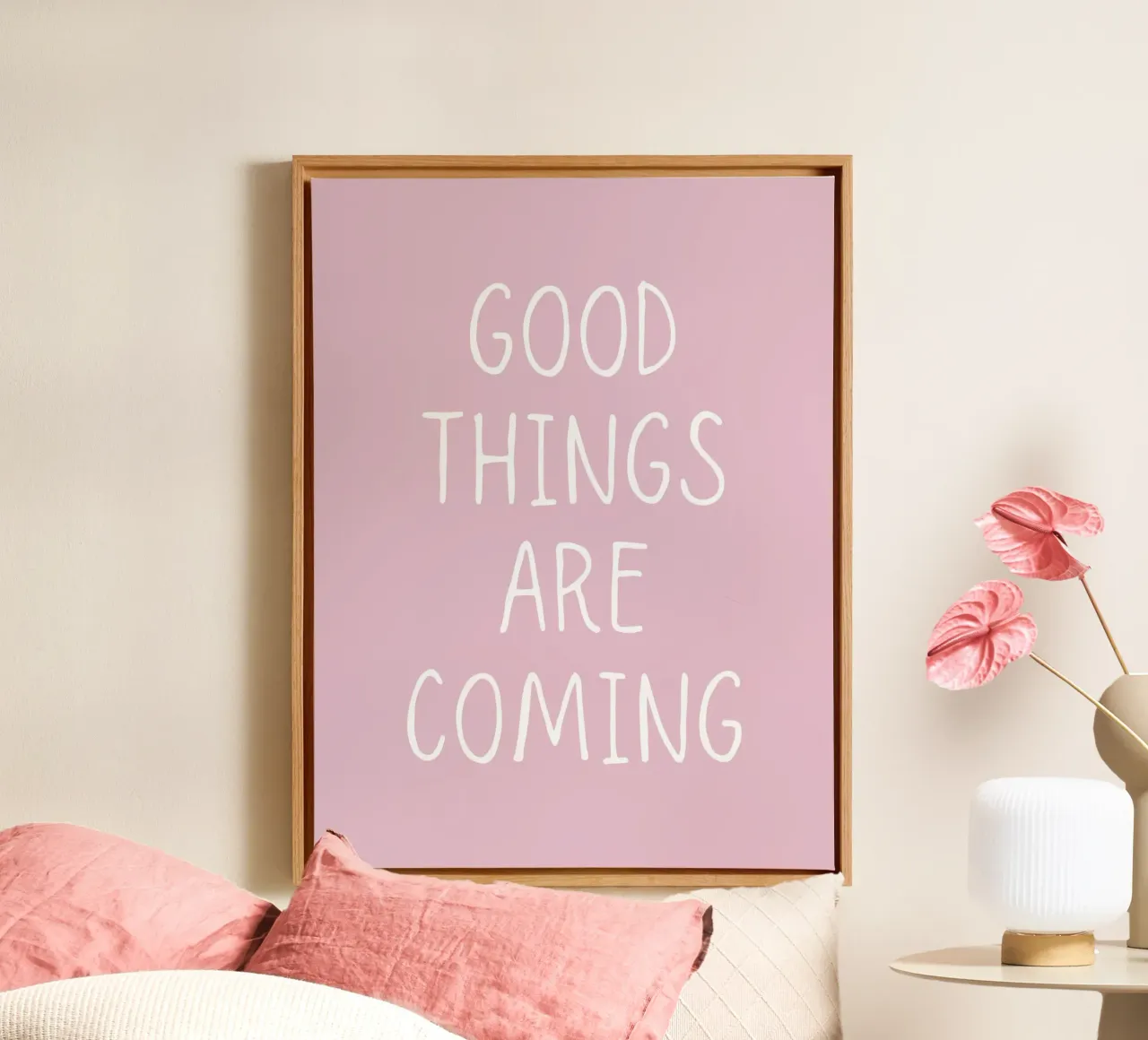 Good things are coming canvas with Floater frame by PinkCandyWalls