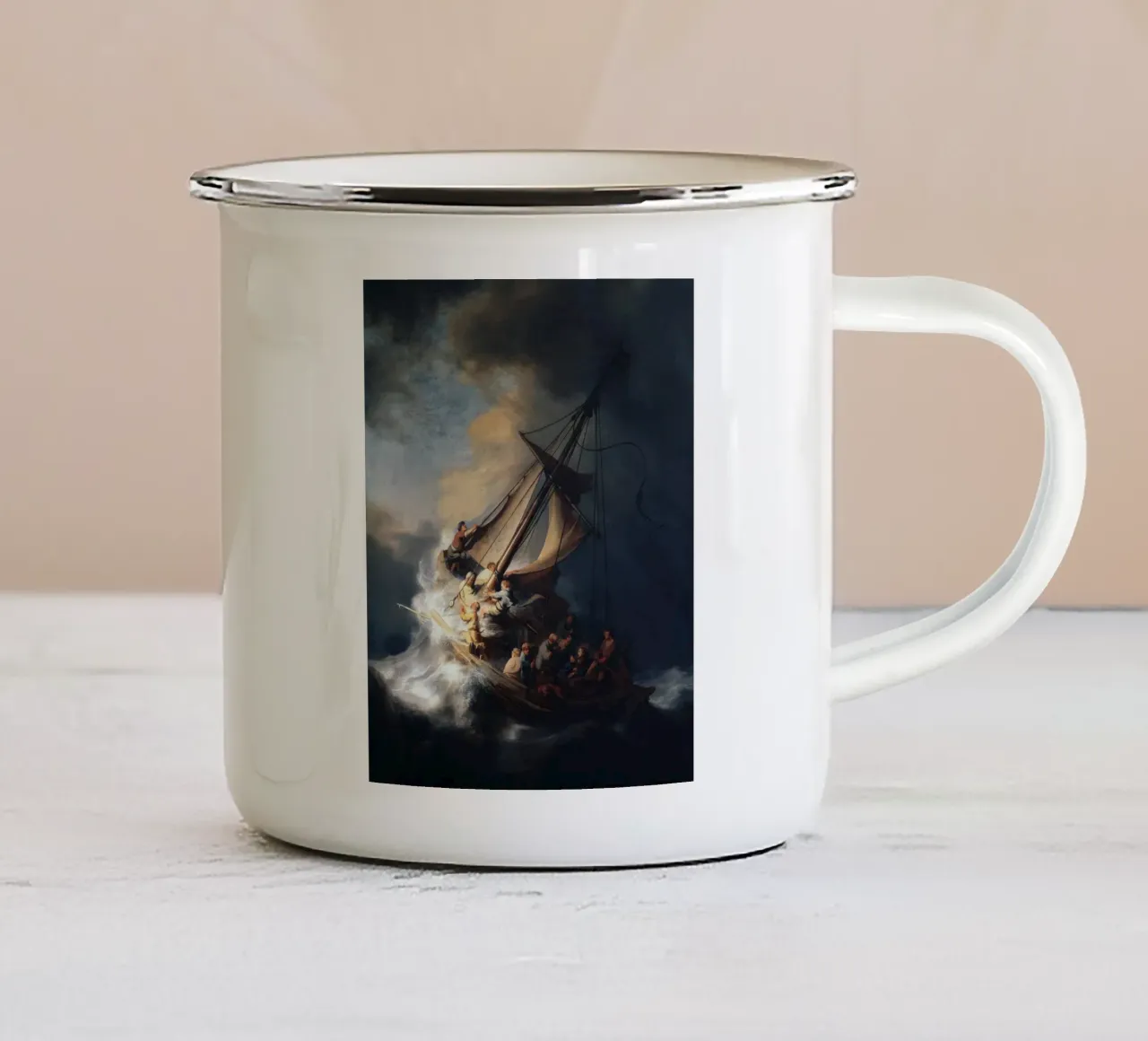 Rembrandt - Christ in the Storm on the Lake of Galilee tazza in smalto da apoloprints