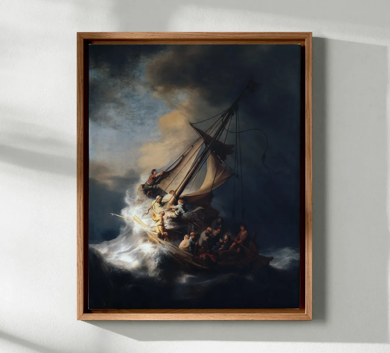 Rembrandt - Christ in the Storm on the Lake of Galilee lienzo con Marco flotante de apoloprints