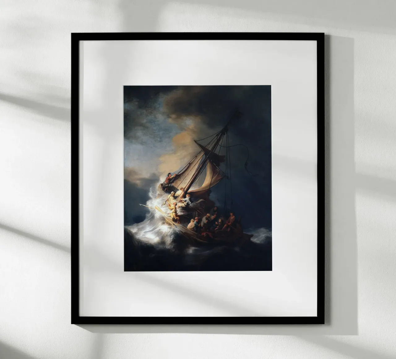 Rembrandt - Christ in the Storm on the Lake of Galilee poster con telaio in legno da apoloprints