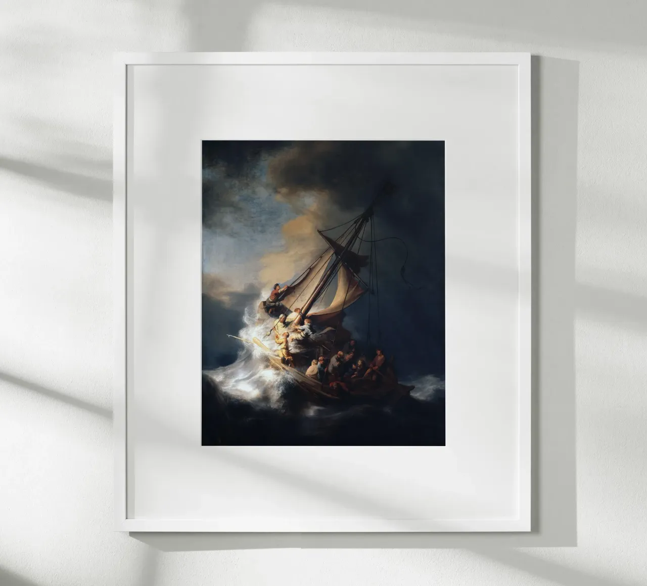 Rembrandt - Christ in the Storm on the Lake of Galilee poster con telaio in legno da apoloprints