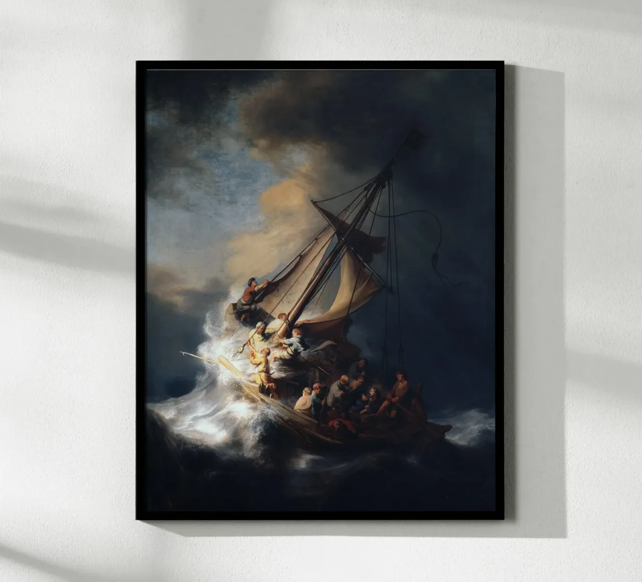 Rembrandt - Christ in the Storm on the Lake of Galilee poster con telaio in legno da apoloprints