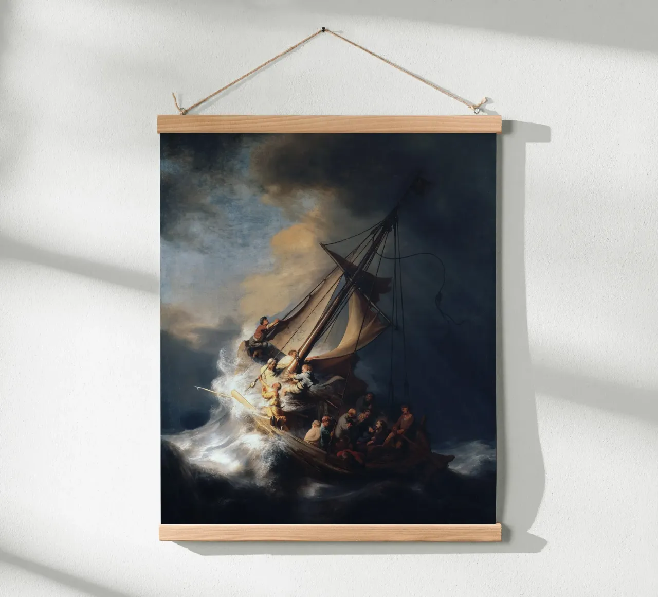 Rembrandt - Christ in the Storm on the Lake of Galilee poster con telaio in legno da apoloprints