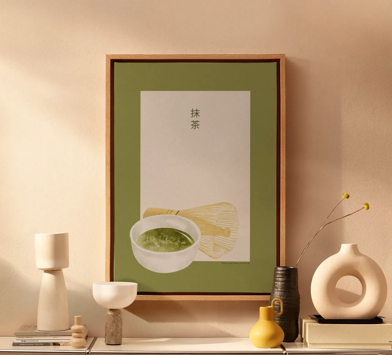 Stile Matcha Japandi tela con Cornice a cassetta da PurePeachStudio
