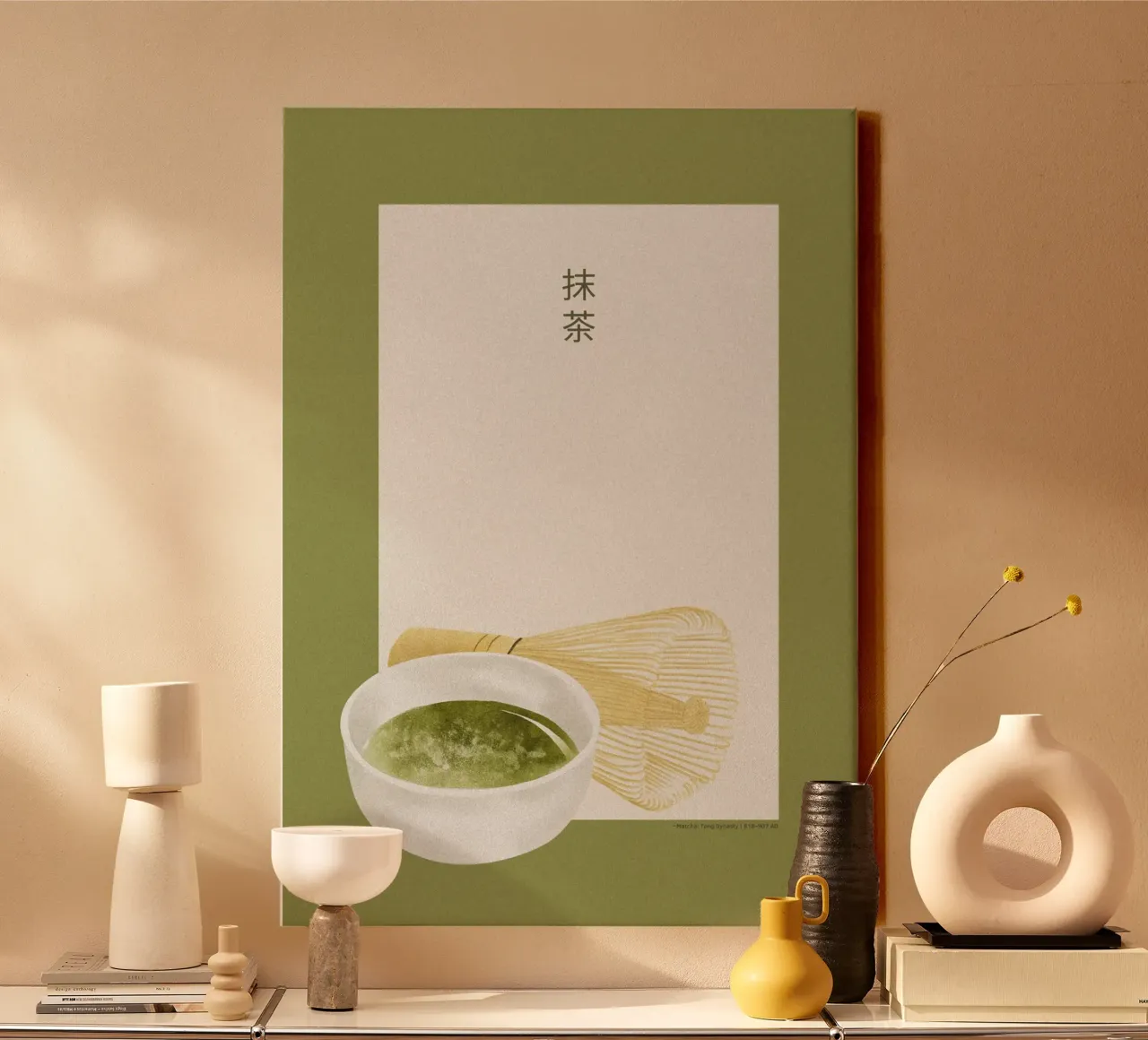 Stile Matcha Japandi tela con Cornice a cassetta da PurePeachStudio