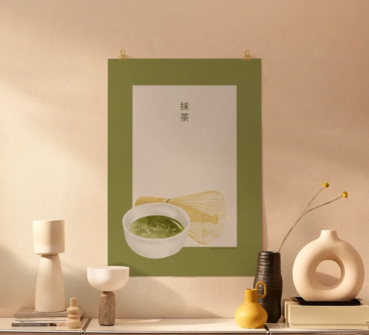Stile Matcha Japandi poster con telaio in alluminio da PurePeachStudio