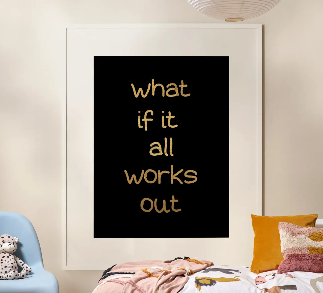 What if it all works out poster con telaio in legno da PinkCandyWalls