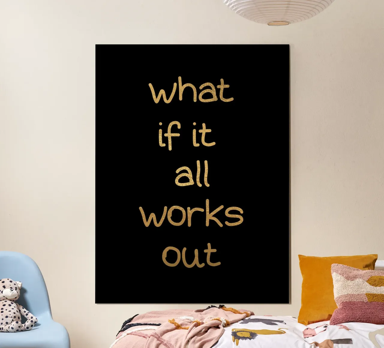 What if it all works out poster con telaio in legno da PinkCandyWalls