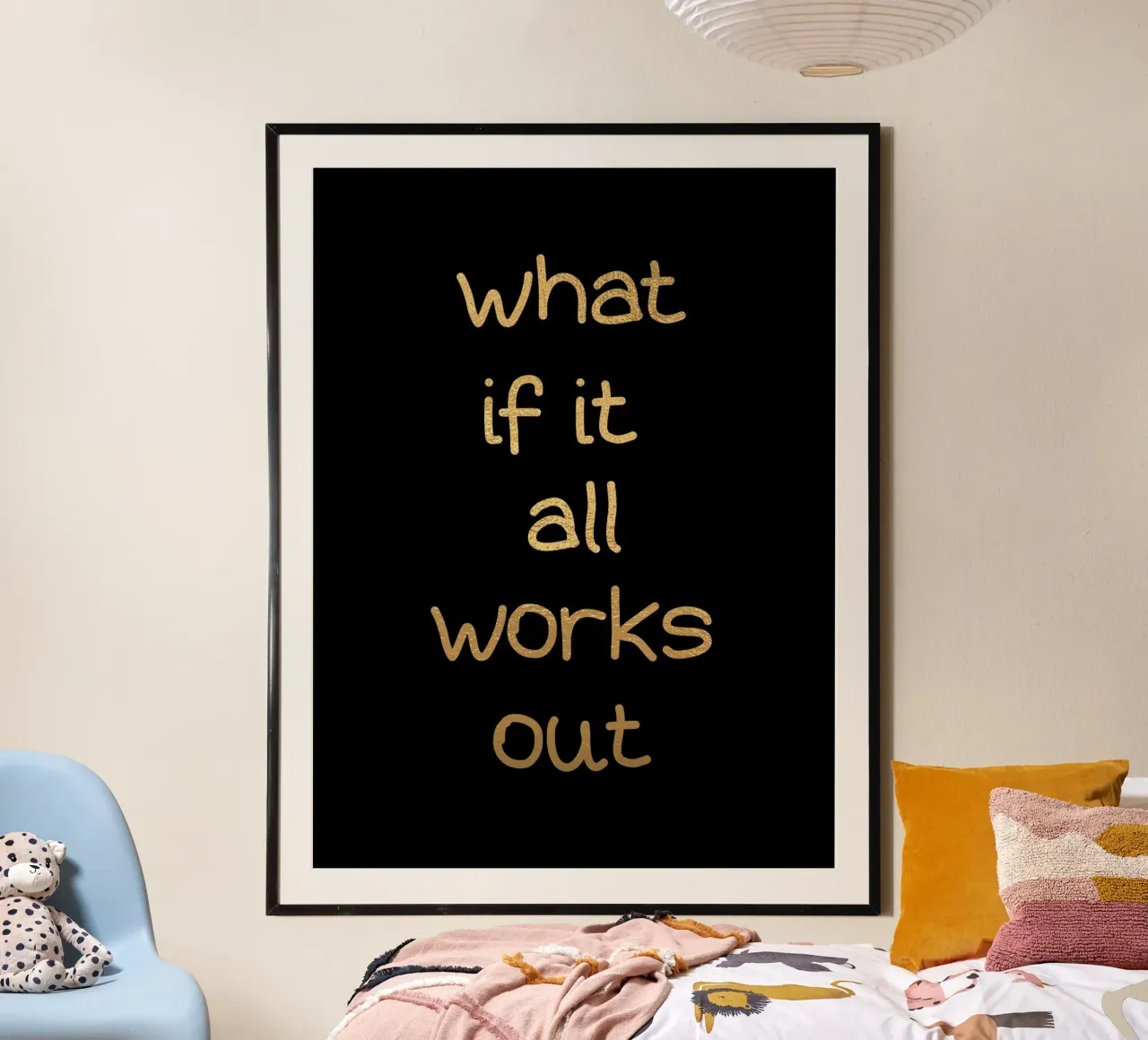 What if it all works out poster con telaio in legno da PinkCandyWalls