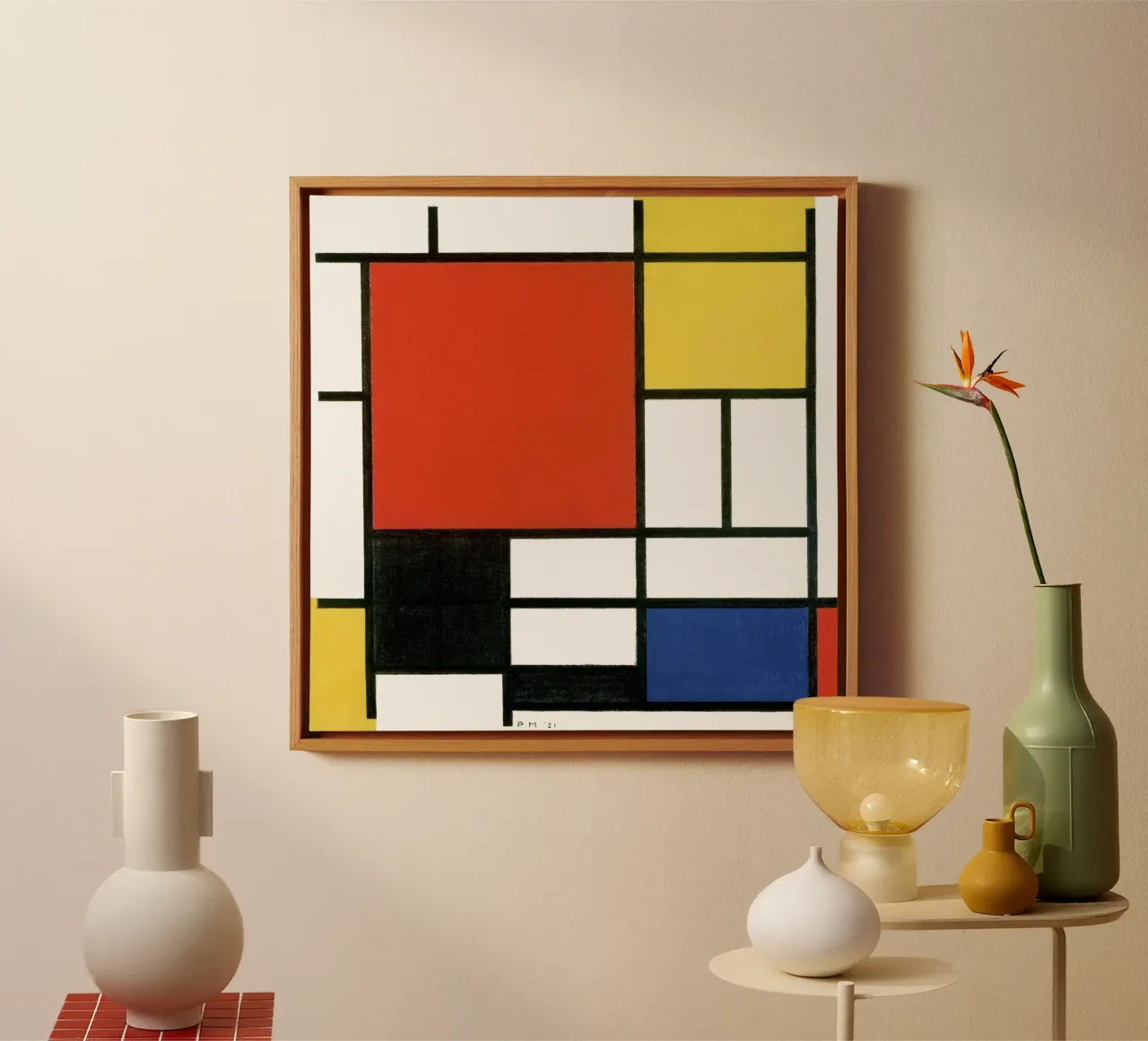 Composition with Red, Yellow, Blue, and Black – Piet Mondria canvas with Floater frame by Classic Art Prints
