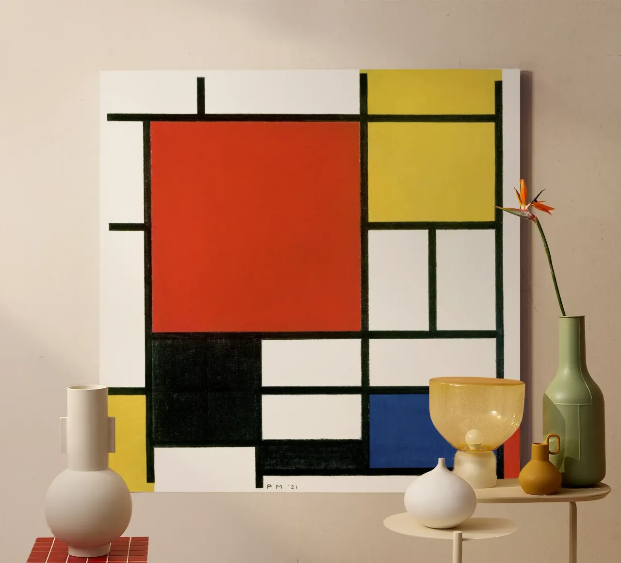 Composition with Red, Yellow, Blue, and Black – Piet Mondria canvas with Floater frame by Classic Art Prints