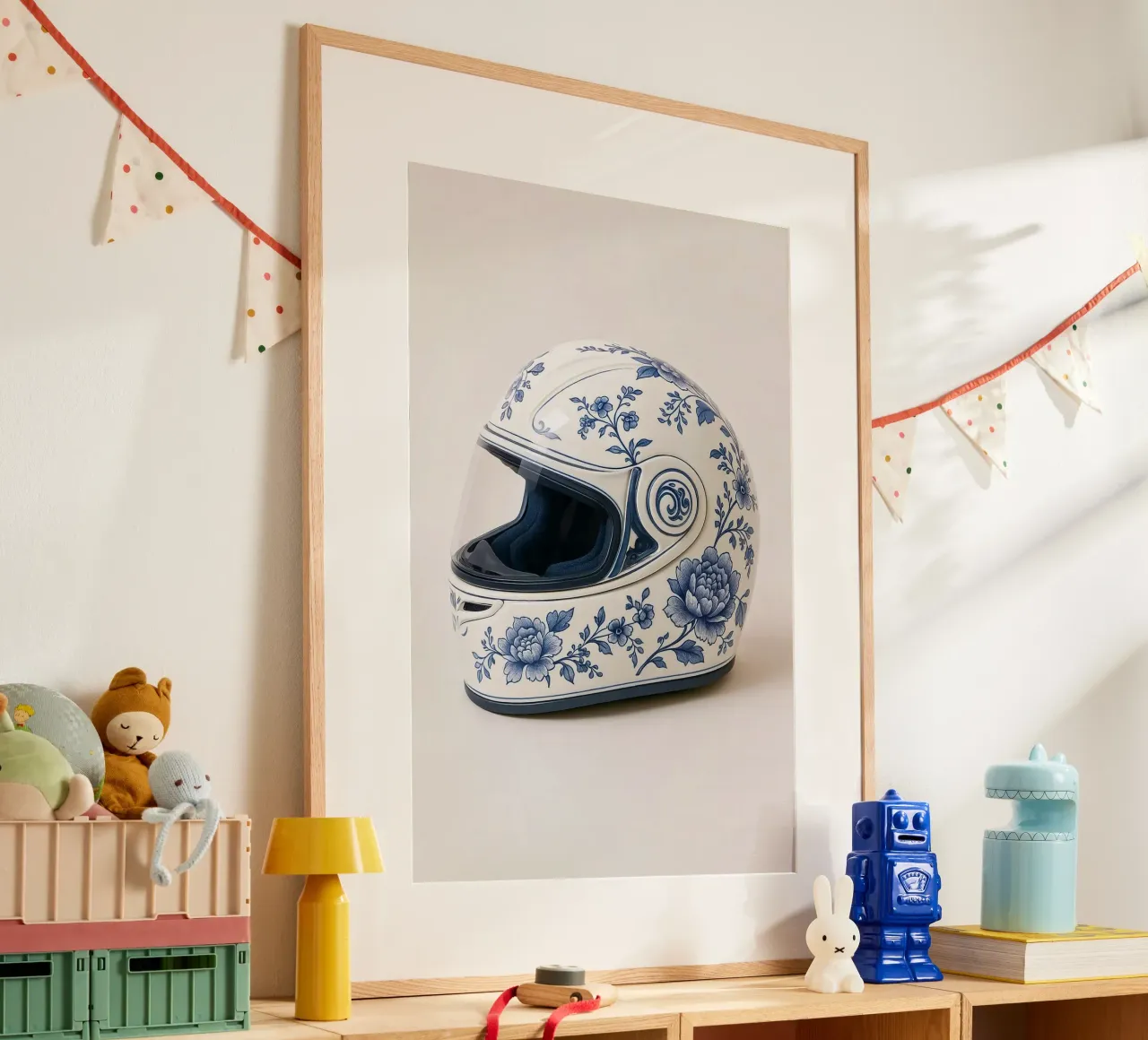 Casco da moto in stile porcellana di Delft - poster di design poster da KUNSTstück