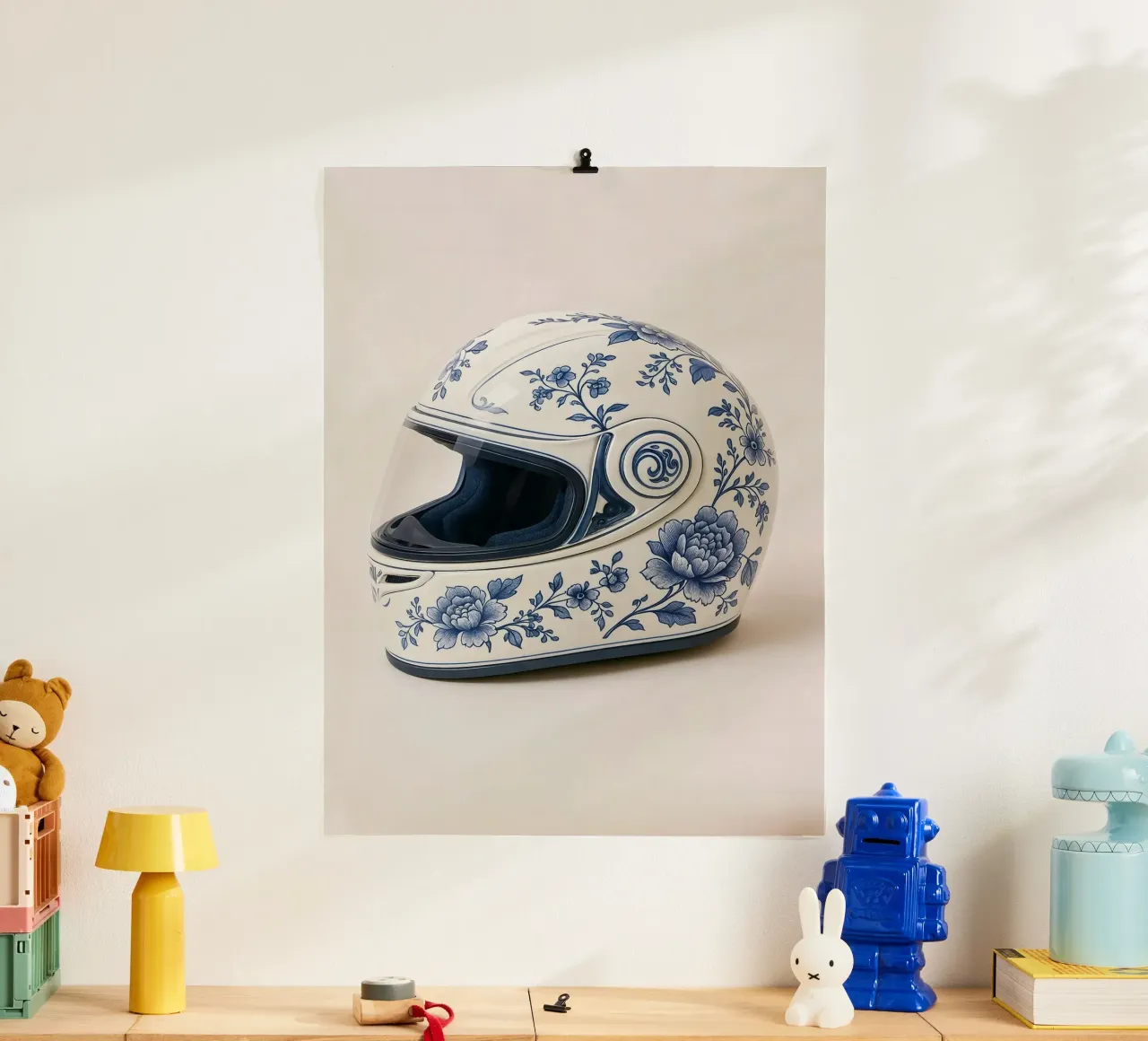 Casco da moto in stile porcellana di Delft - poster di design poster da KUNSTstück