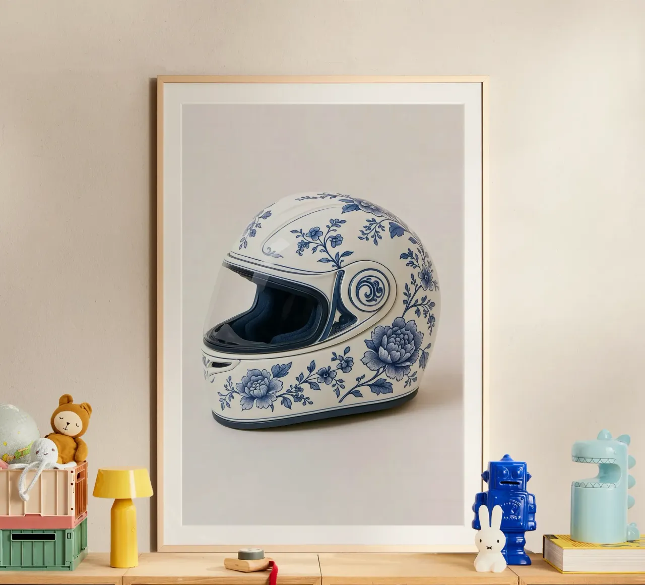 Casco da moto in stile porcellana di Delft - poster di design poster da KUNSTstück