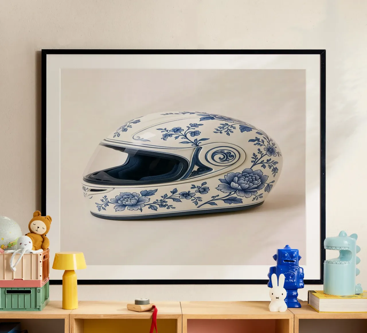 Casco da moto in stile porcellana di Delft - poster di design poster da KUNSTstück