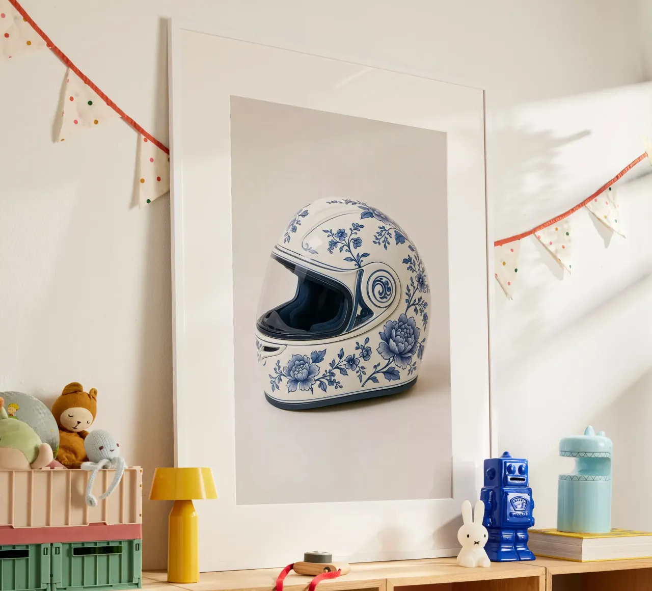 Casco da moto in stile porcellana di Delft - poster di design poster da KUNSTstück