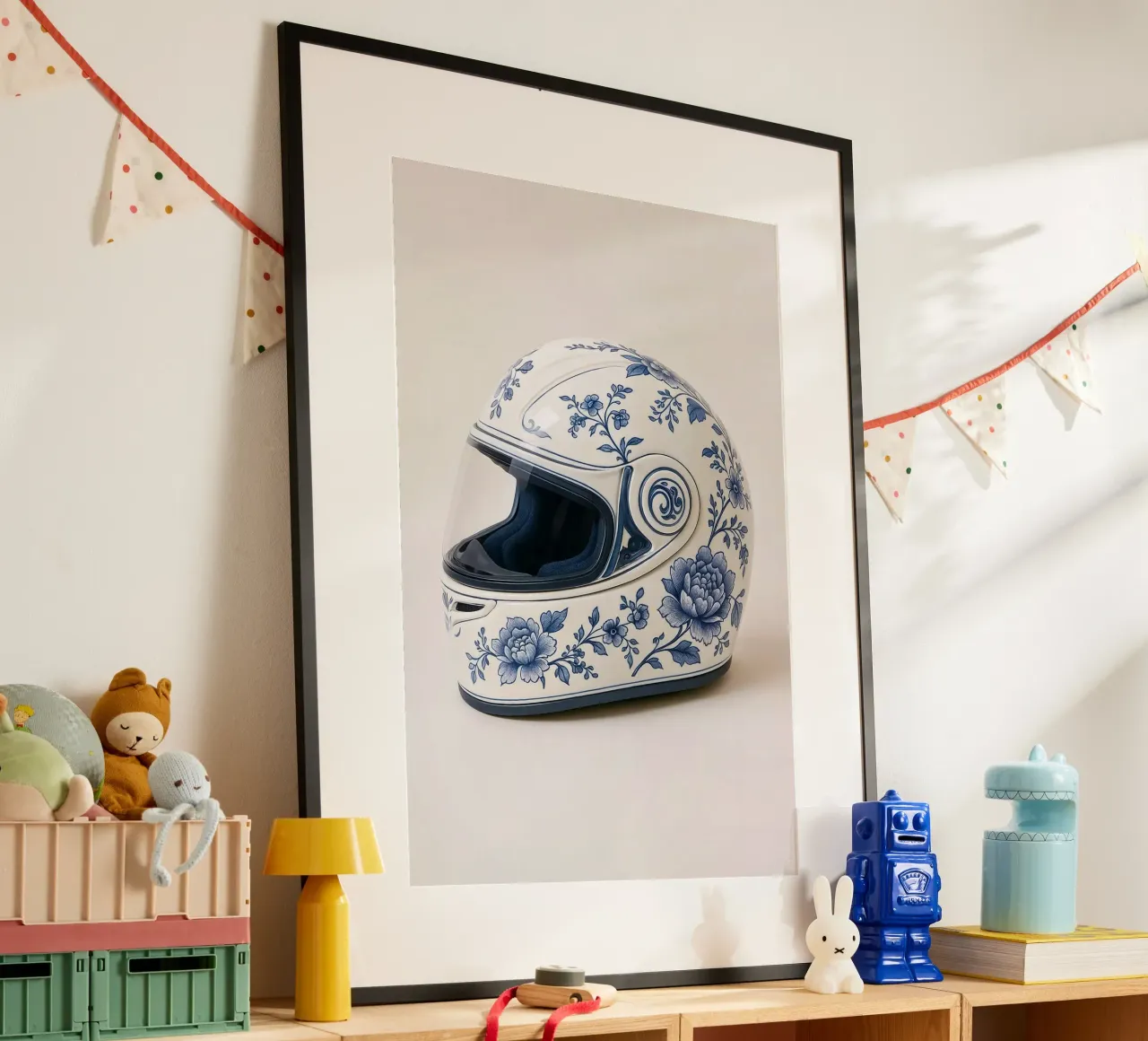 Casco da moto in stile porcellana di Delft - poster di design poster da KUNSTstück