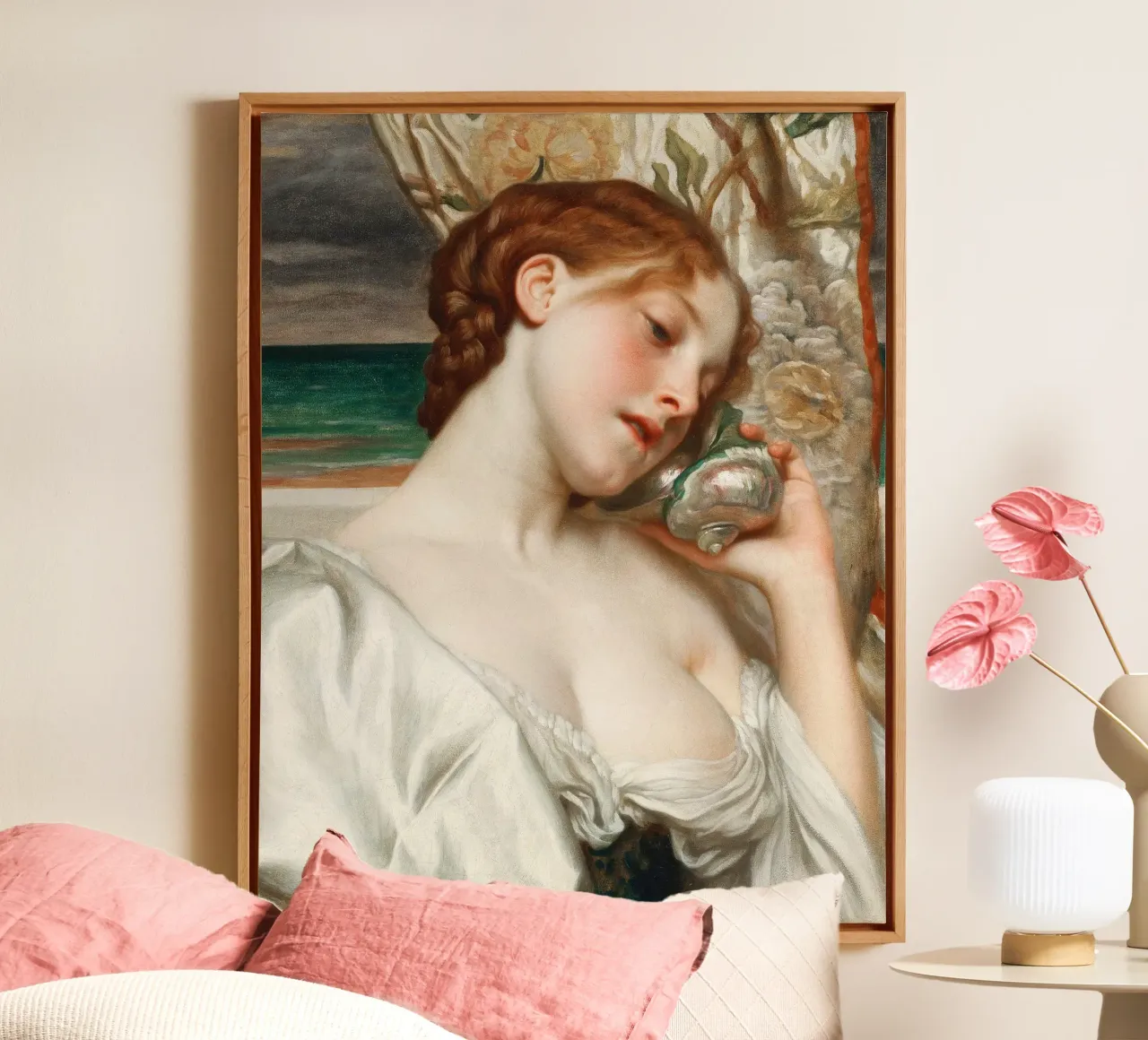 Zeegezichten - Frederic Leighton canvas met Baklijst van Classic Art Prints