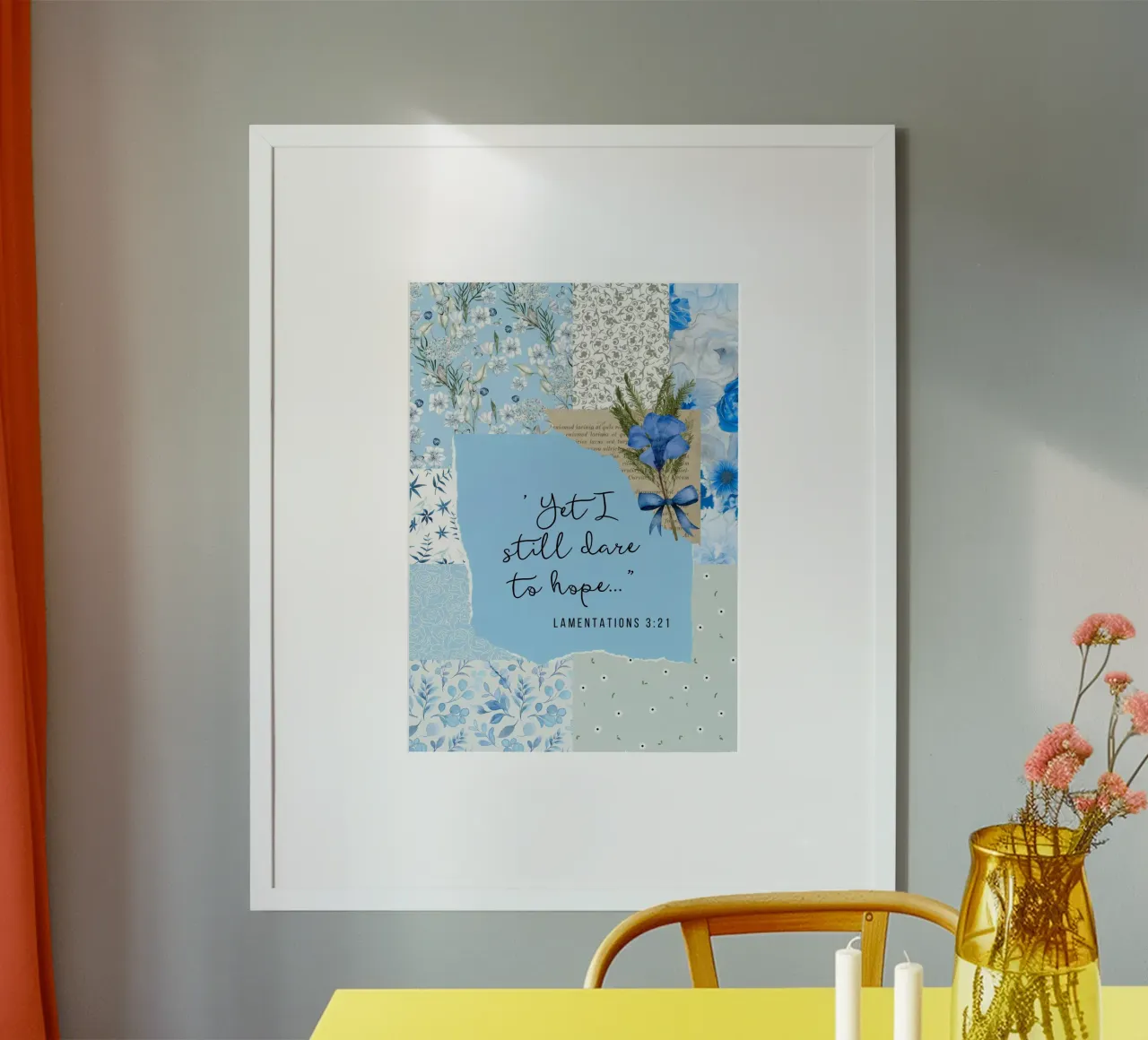 Eppure oso ancora sperare" - Poster blu a collage poster con telaio in alluminio da vintagepod