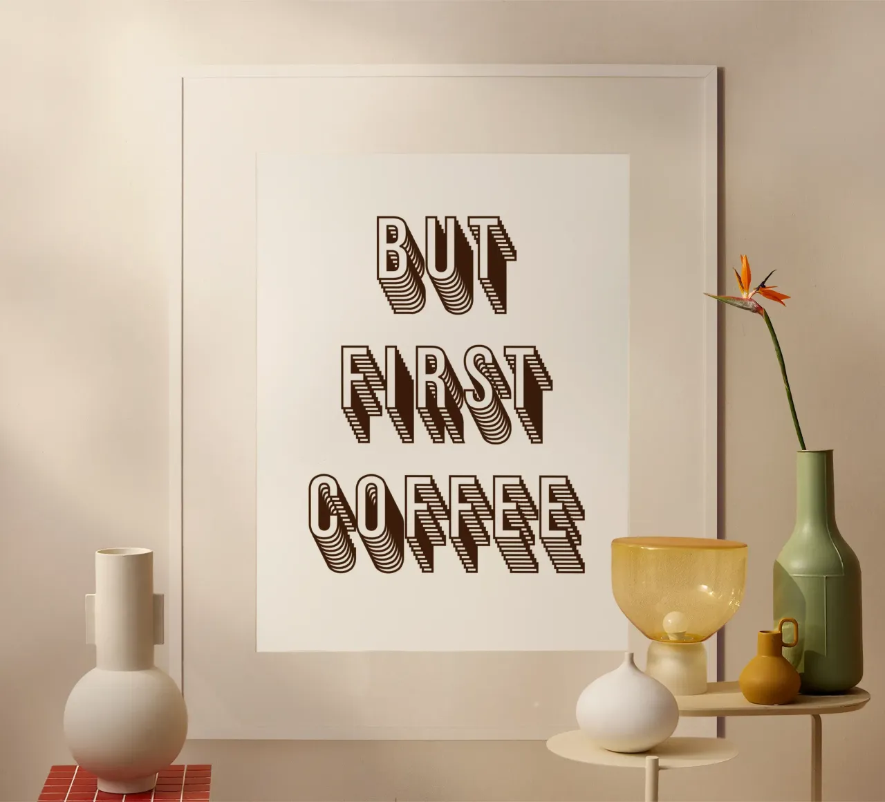 But first coffee poster con telaio in alluminio da PinkCandyWalls