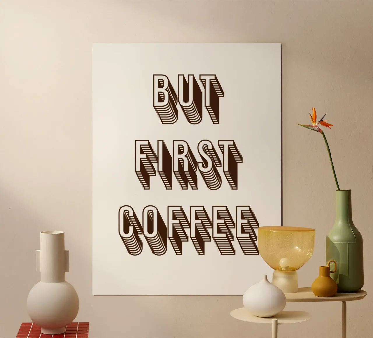 But first coffee poster con telaio in alluminio da PinkCandyWalls