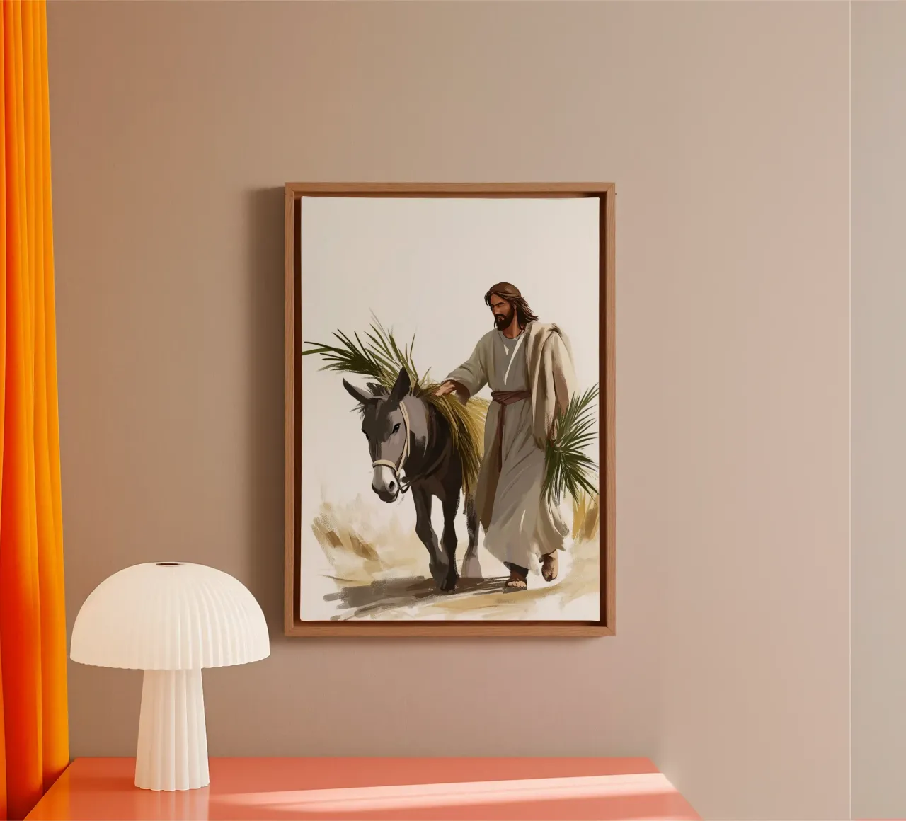 Jezus Triomfantelijke Intocht Palmzondag Poster canvas met Baklijst van vintagepod