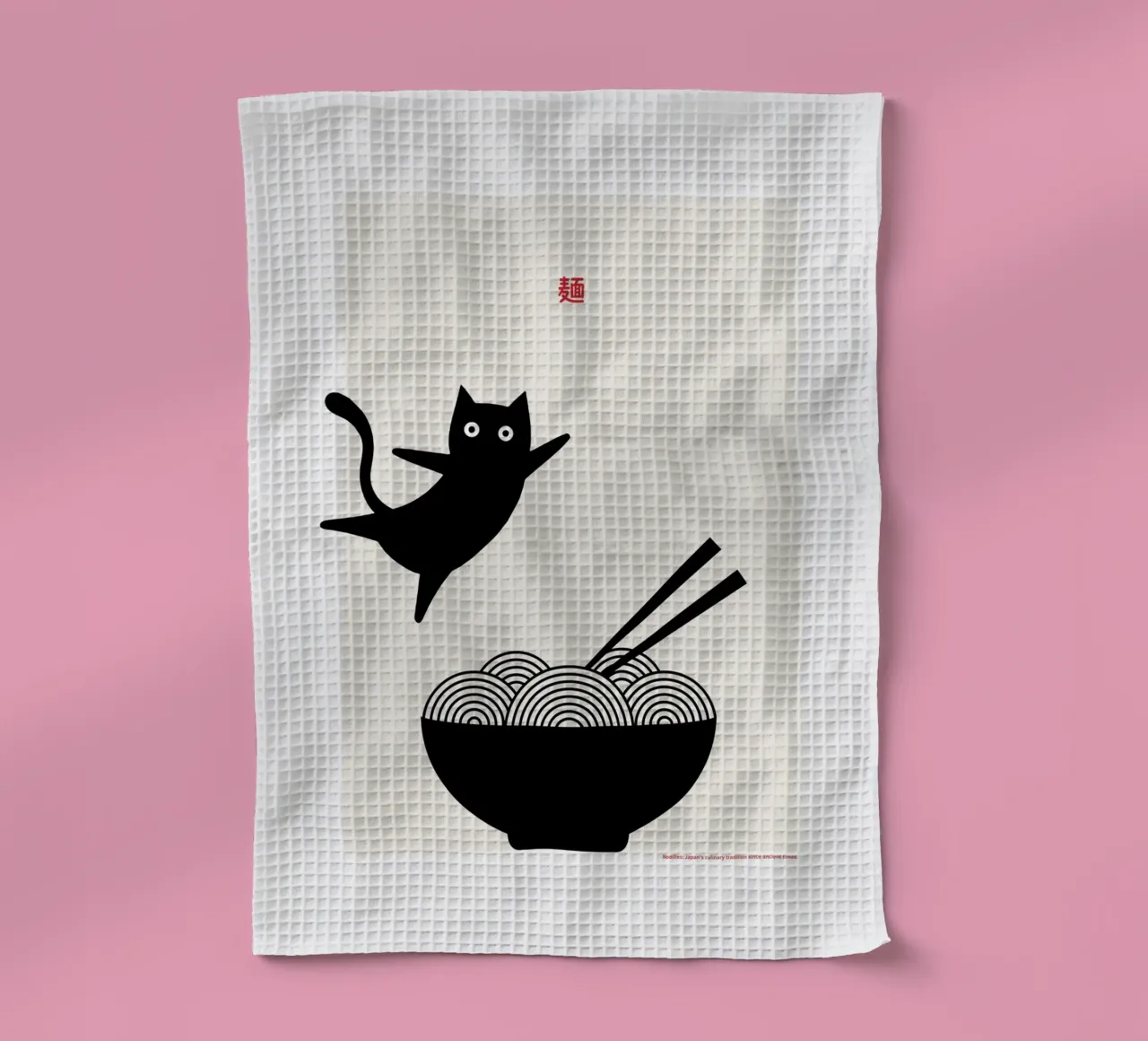 Gatto e tagliatelle canovaccio da cucina da PurePeachStudio