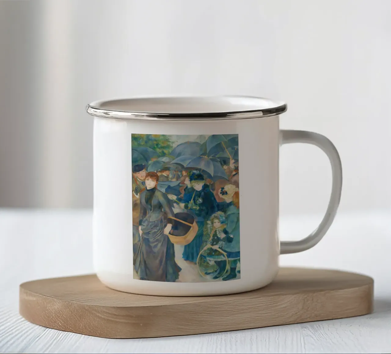 Gli ombrelli - Pierre-Auguste Renoir tazza in smalto da Classic Art Prints