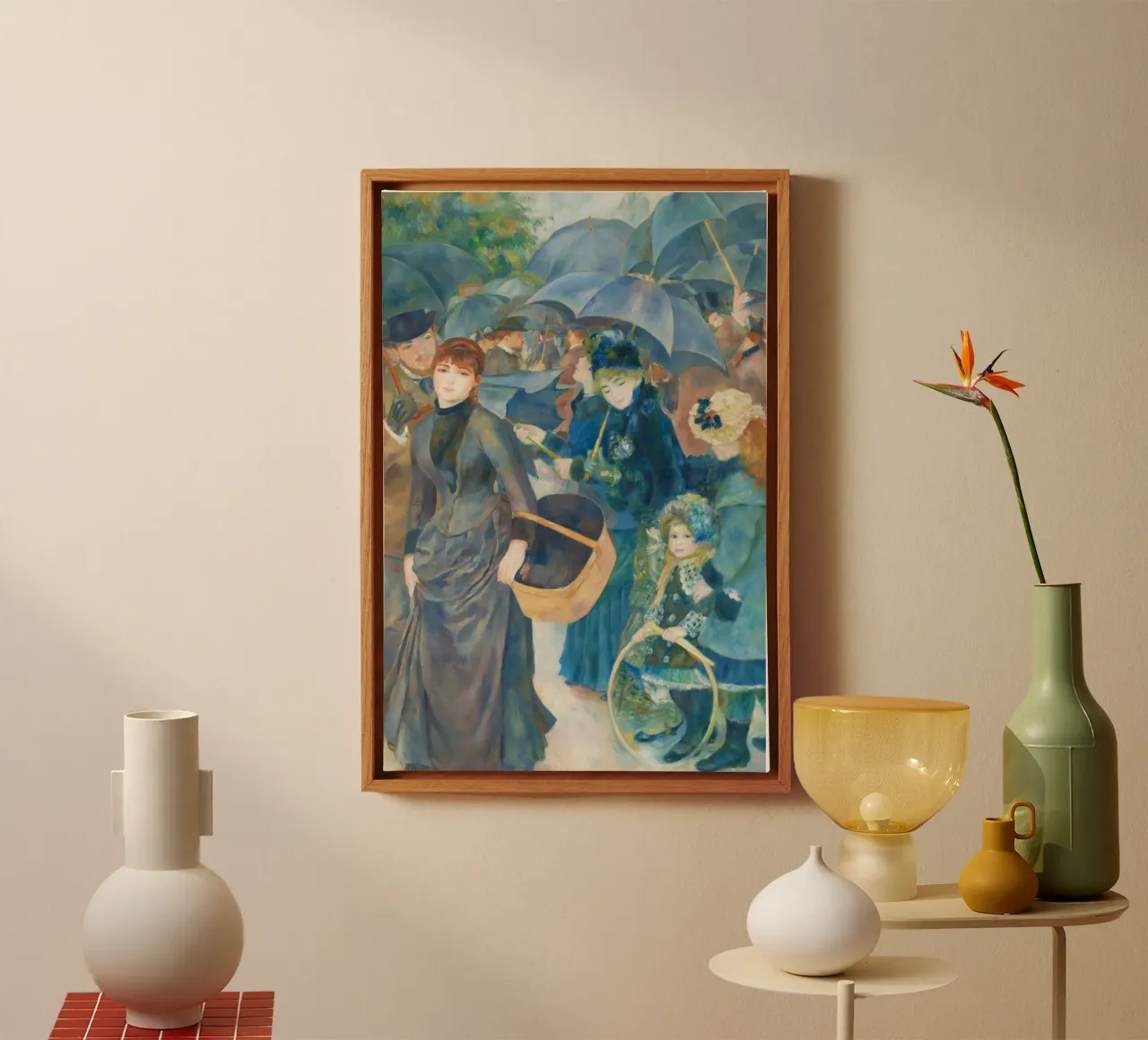 The Umbrellas - Pierre-Auguste Renoir canvas with Floater frame by Classic Art Prints
