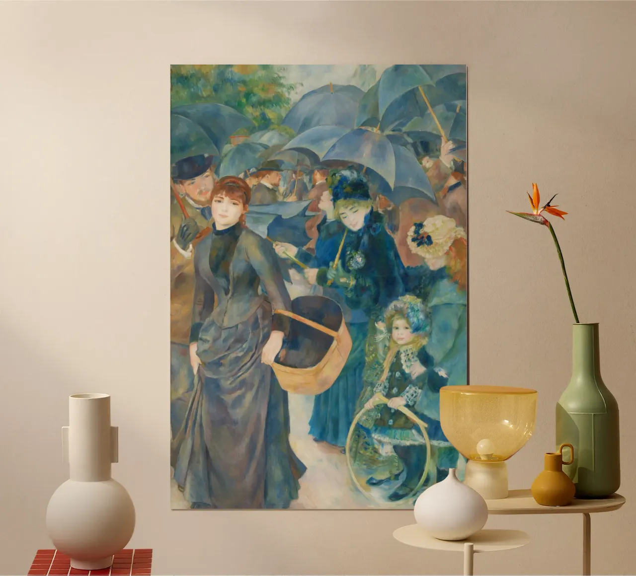 Gli ombrelli - Pierre-Auguste Renoir poster con telaio in plastica da Classic Art Prints