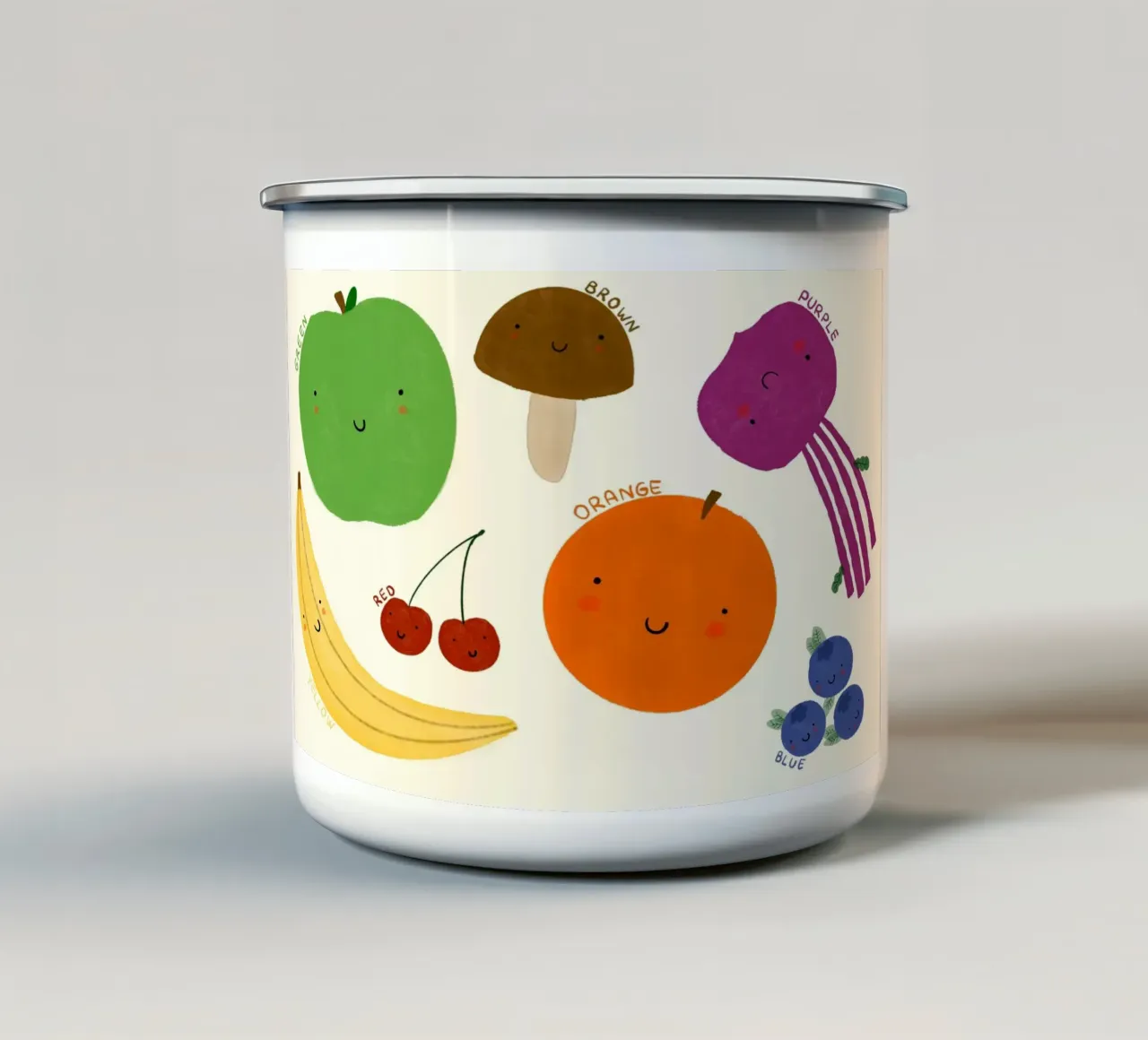 Poster didattico su frutta e verdura tazza in smalto da vintagepod