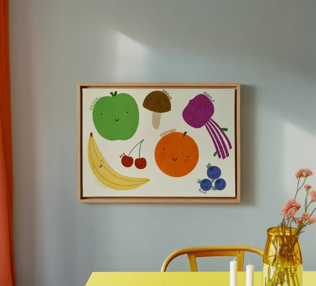 Poster didattico su frutta e verdura tela con Cornice a cassetta da vintagepod