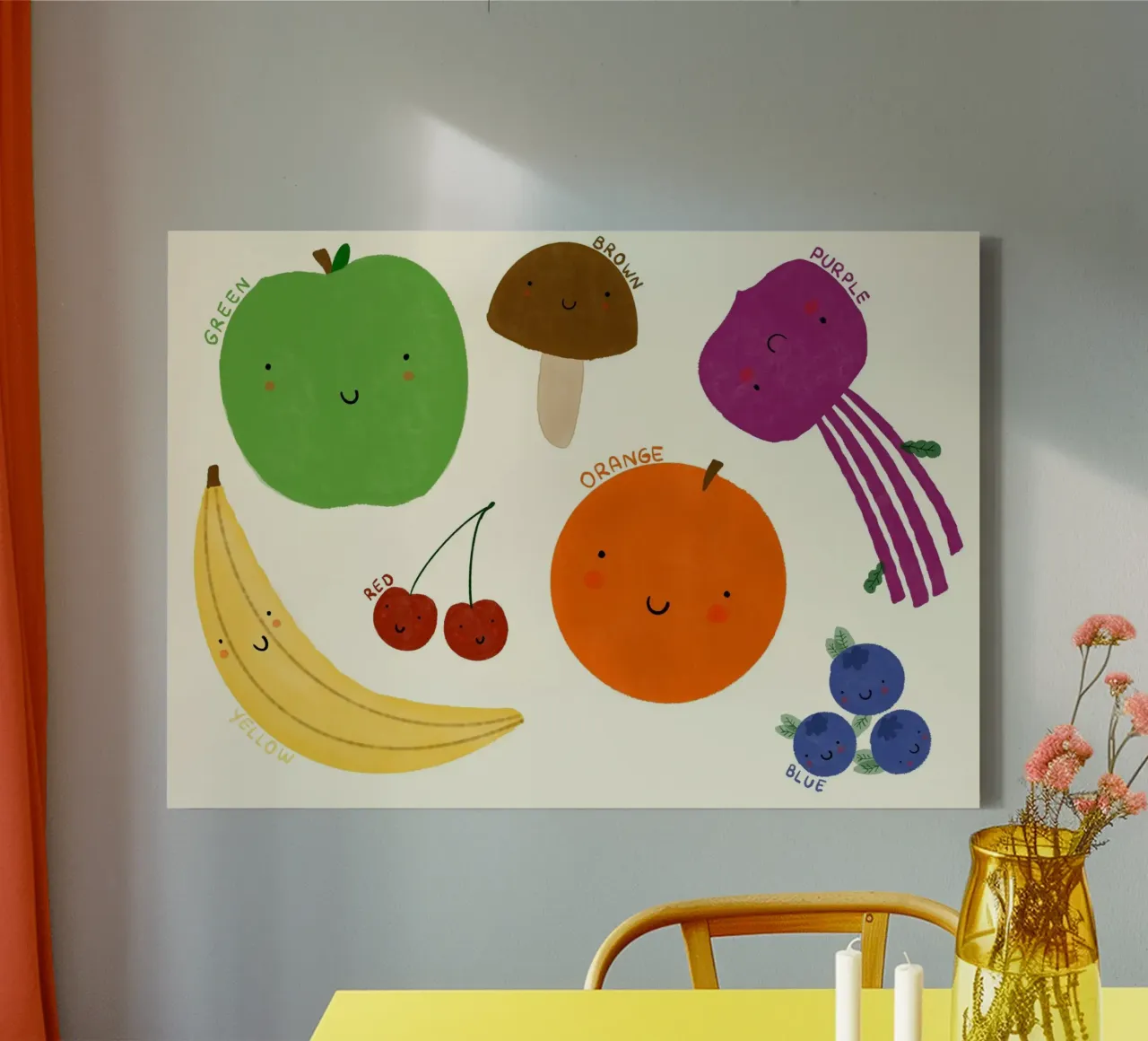 Poster didattico su frutta e verdura tela con Cornice a cassetta da vintagepod