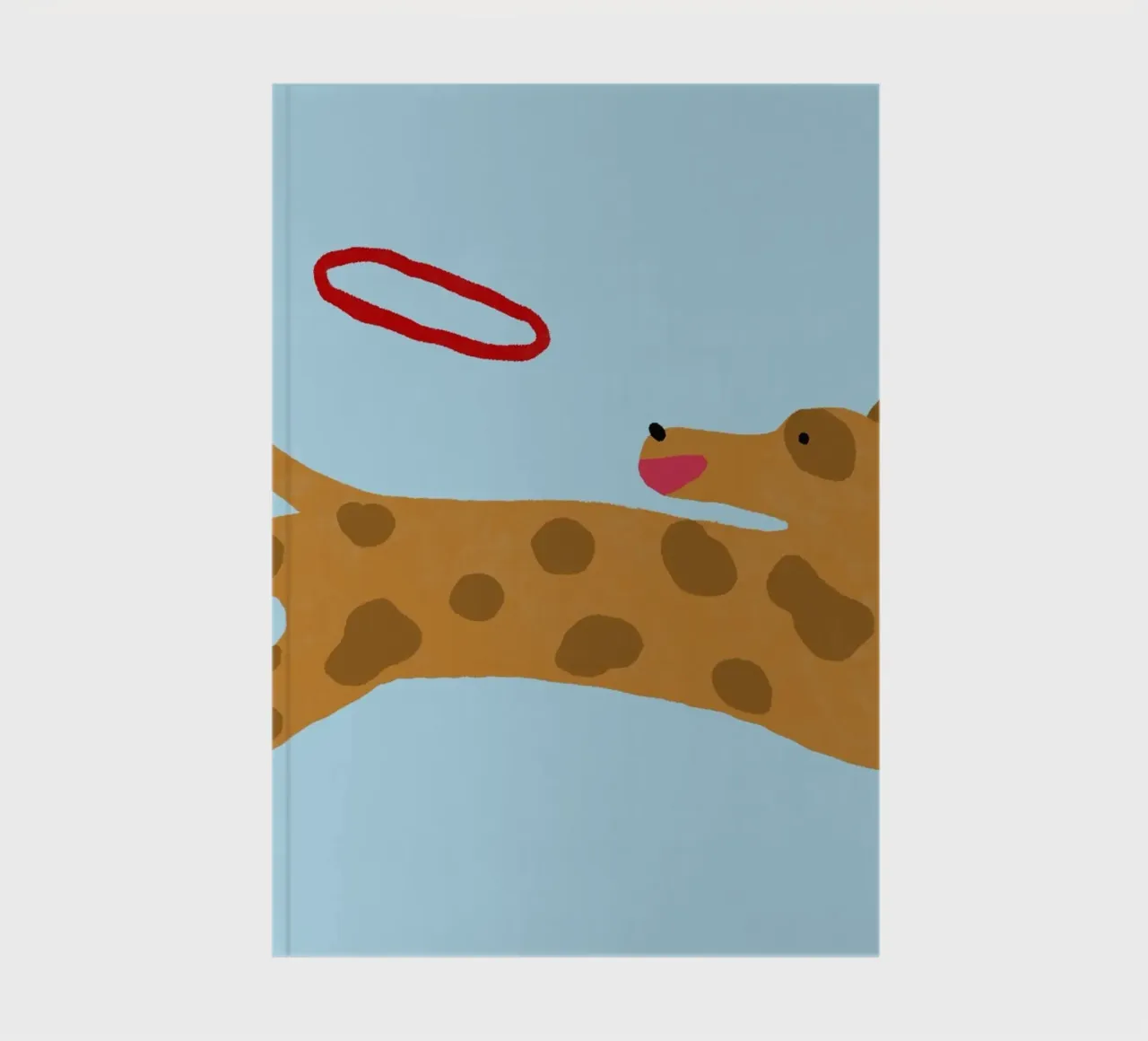 Chien mignon attrapant un frisbee Art minimaliste carnet de notes de vintagepod