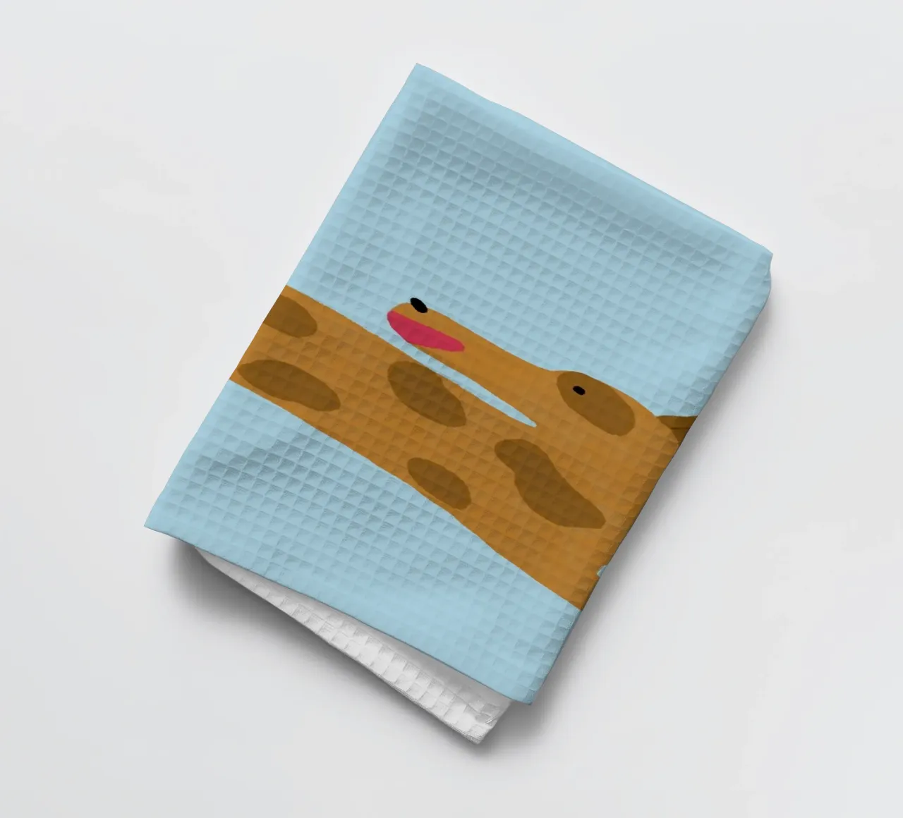 Chien mignon attrapant un frisbee Art minimaliste torchon de vintagepod