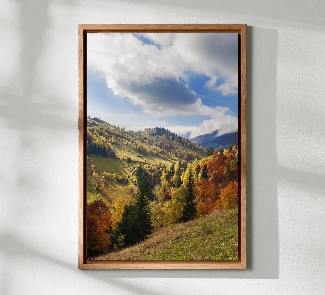 Fall Into Colors: Autumn Valley Landscape - Nature Print canvas with Floater frame by jay