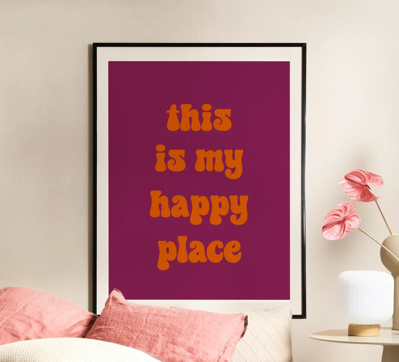 This is my happy place poster con telaio in alluminio da PinkCandyWalls