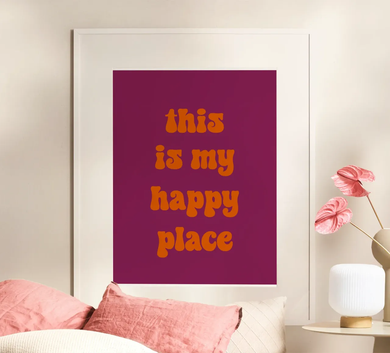 This is my happy place poster con telaio in alluminio da PinkCandyWalls