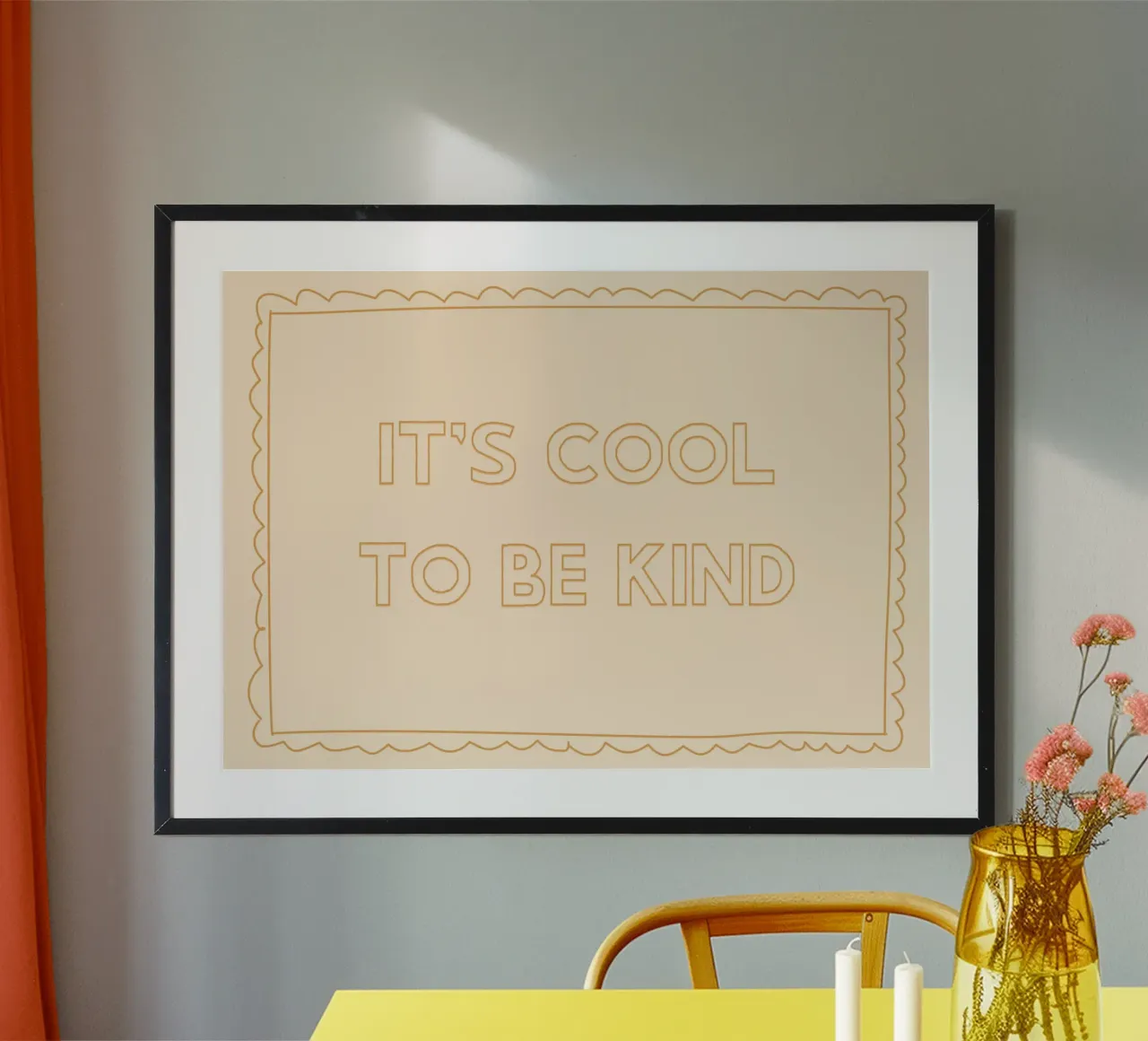 C'est cool d'être gentil - Affiche minimaliste poster avec cadre en bois de vintagepod
