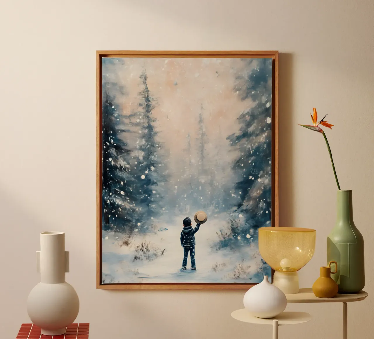 Christmas Magic Forest | Winter Art Print canvas with Floater frame by Studio Vibe